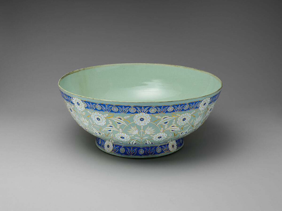 Large Ceramic Bowl, Sèvres Manufactory (French, 1740–present), Hard-paste porcelain; pâte-sur-pâte, polychrome glaze, and gold
