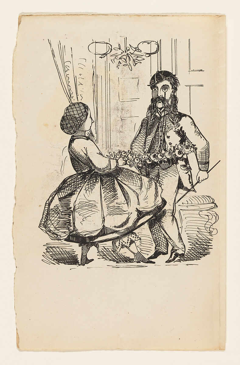 Comic Valentine original illustration: Sewing Machine, Anonymous (British, 19th century), Ink