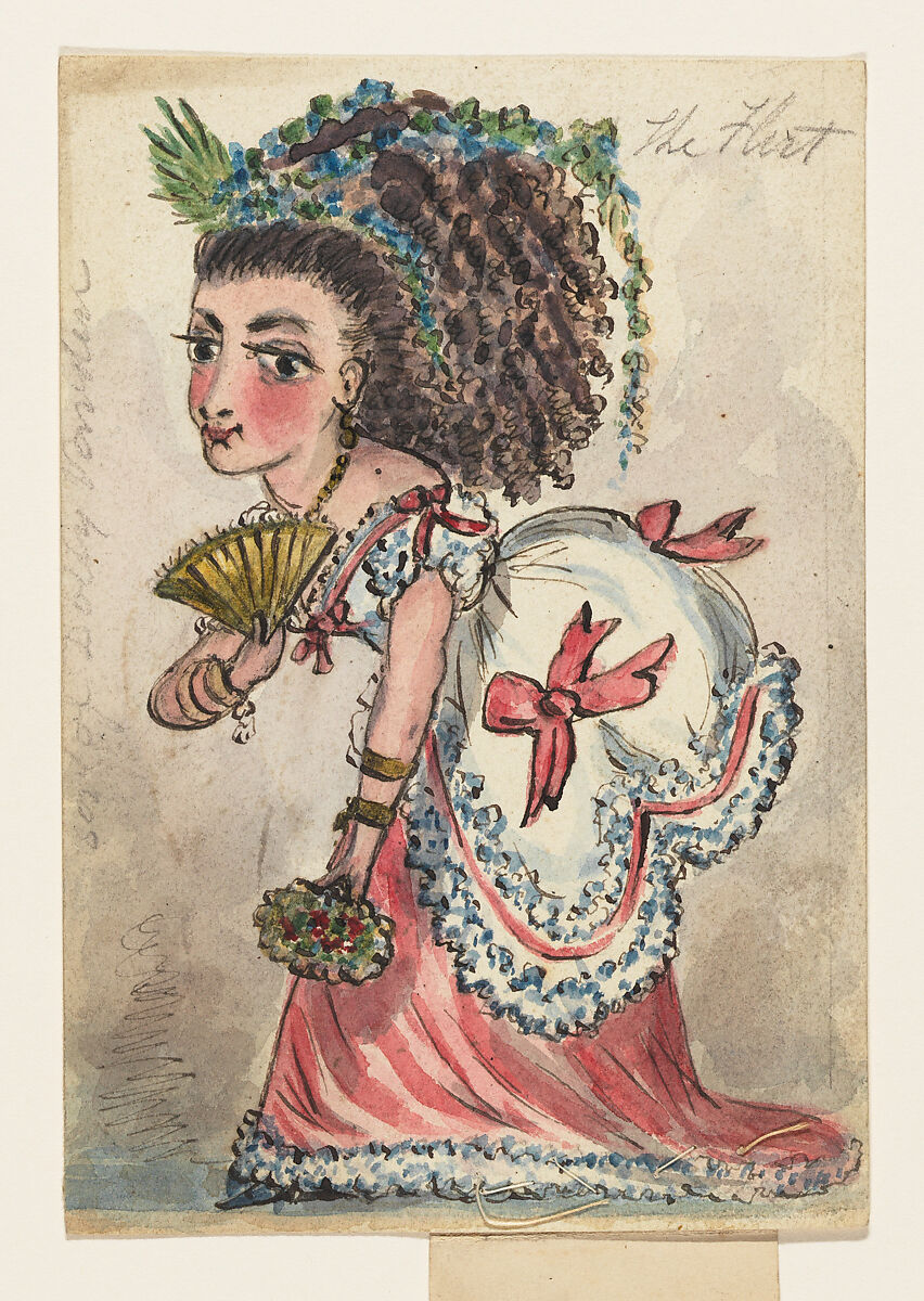 Comic Valentine original illustration: The Flirt, Anonymous (British, 19th century), Black ink, hand colored with realistic watercolor 