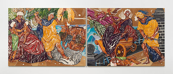 Medea, Act I & II (Feuerbach & Van Loo), Chase Hall (American, born St. Paul, Minnesota 1993), Acrylic and coffee on cotton canvas 