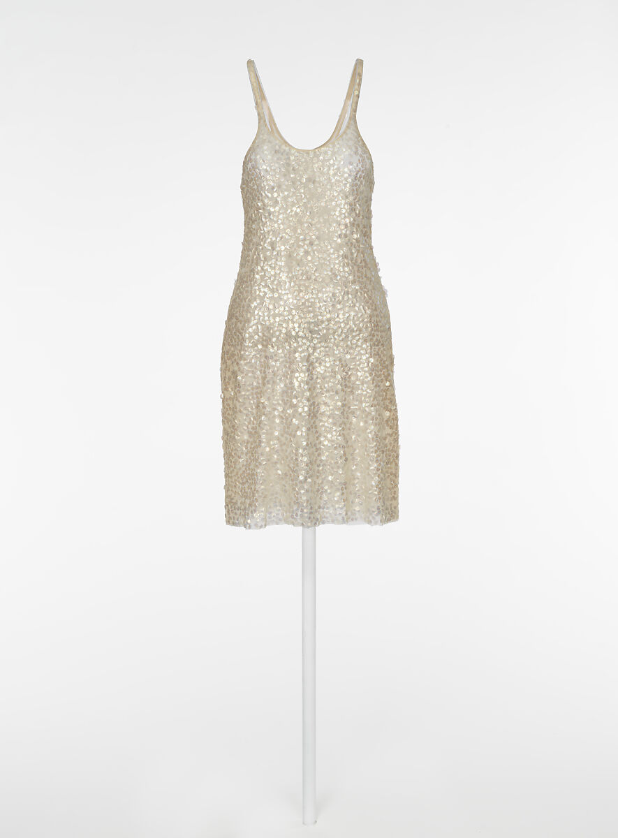 "BioSequin" dress and "Protein Evolution" parka, Stella McCartney (British, founded 2001), silk, cellulose, British 