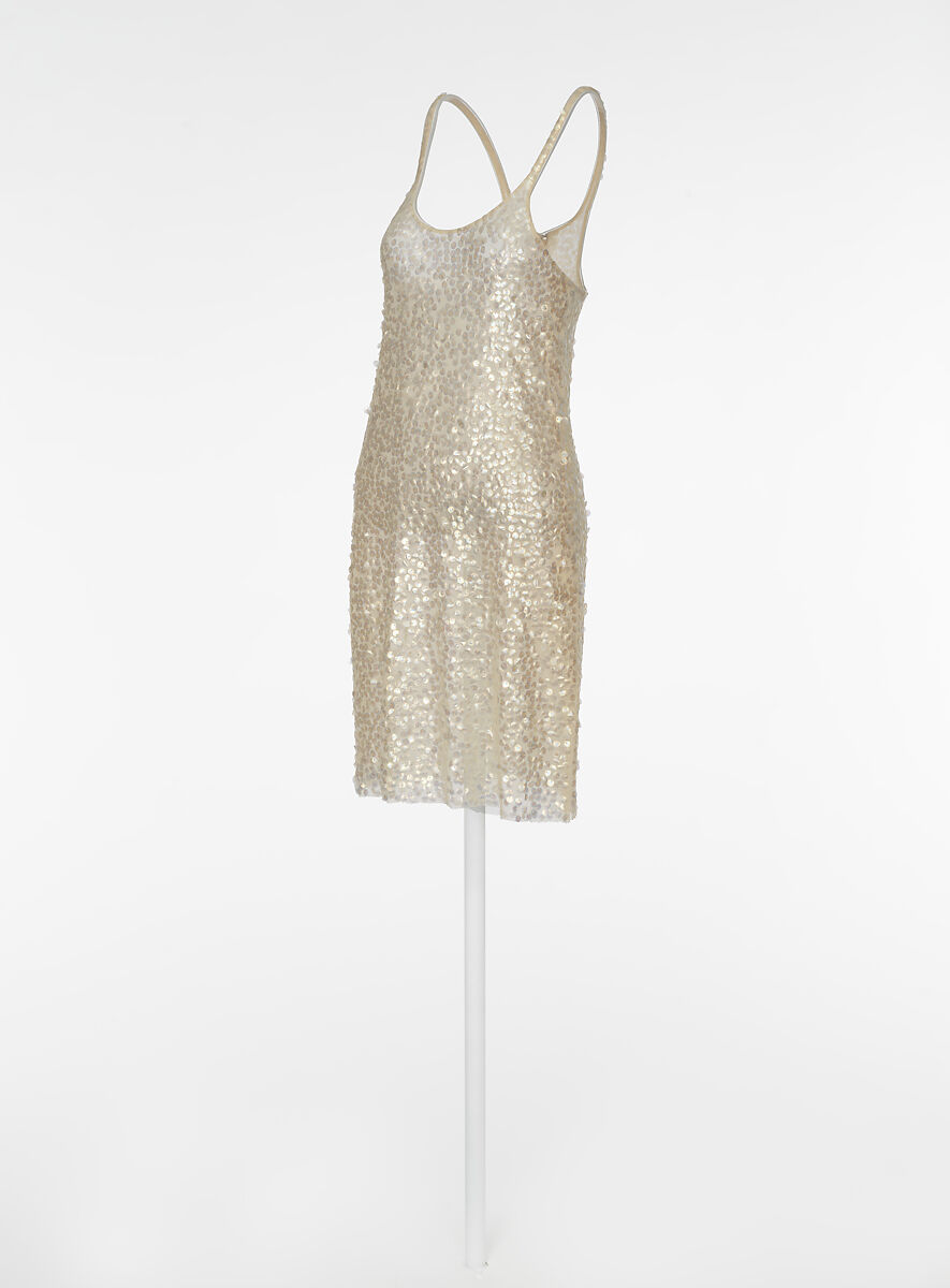 "BioSequin" dress and "Protein Evolution" parka, Stella McCartney (British, founded 2001), silk, cellulose, British