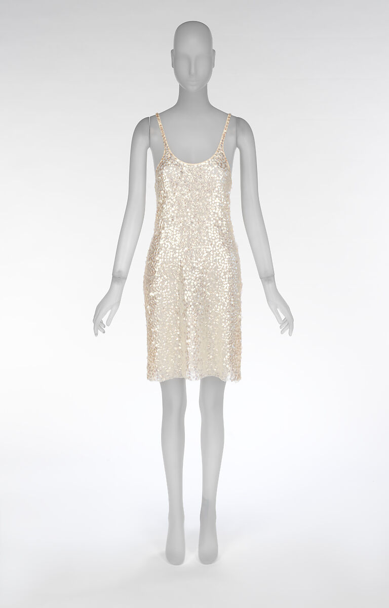 "BioSequin" dress and "Protein Evolution" parka, Stella McCartney (British, founded 2001), silk, cellulose, British