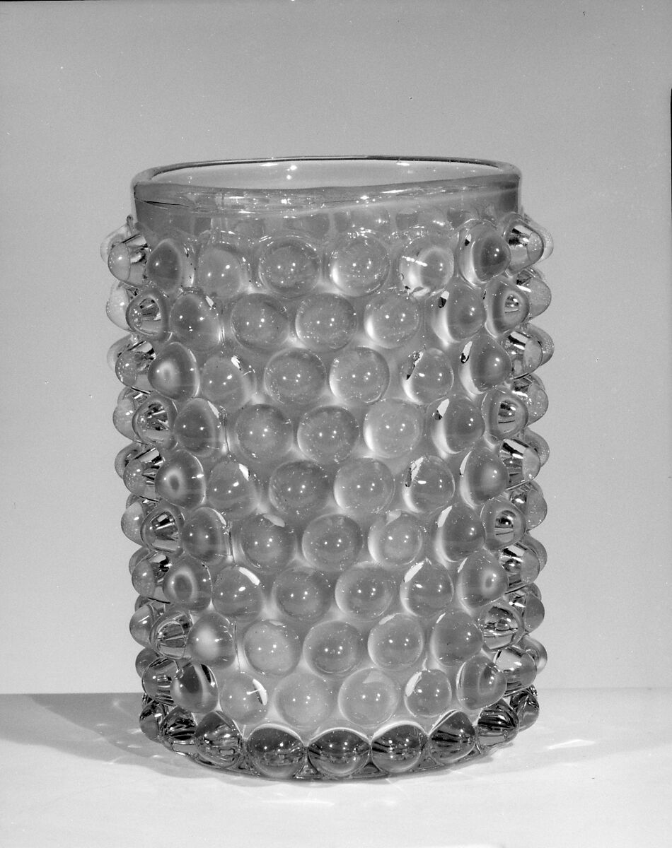 Tumbler, Probably Hobbs, Brockunier and Company (1863–1891), Pressed colorless and opaque cranberry glass, American 