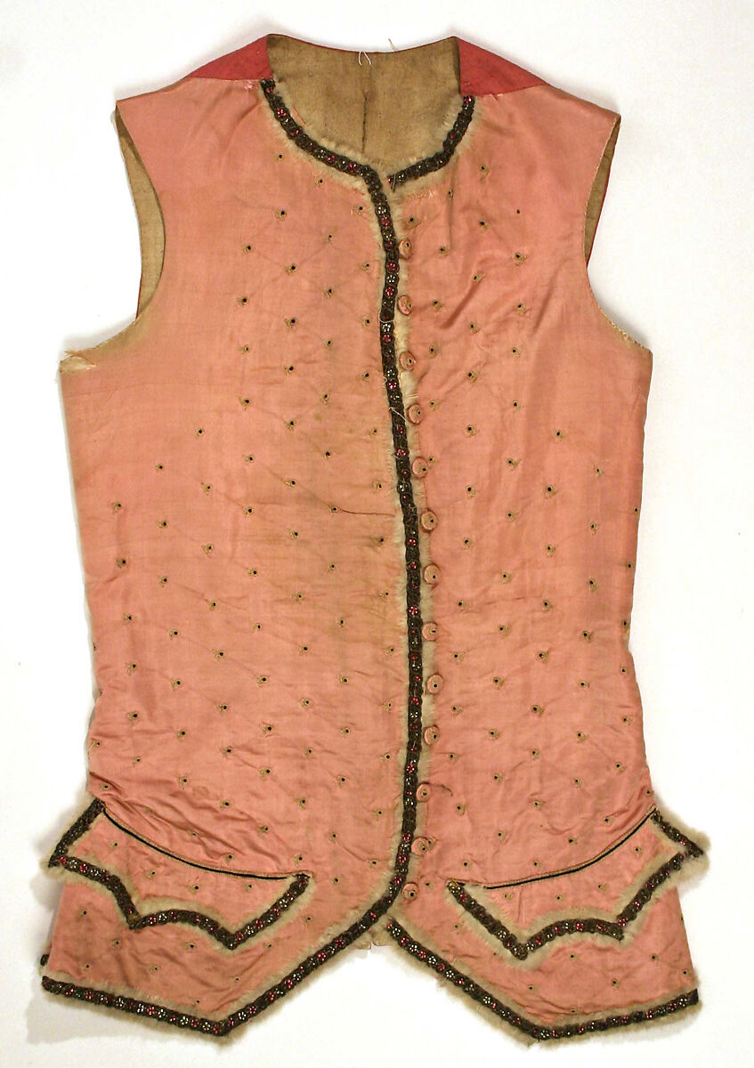 Waistcoat, silk, wool, metallic, cotton, linen, European 