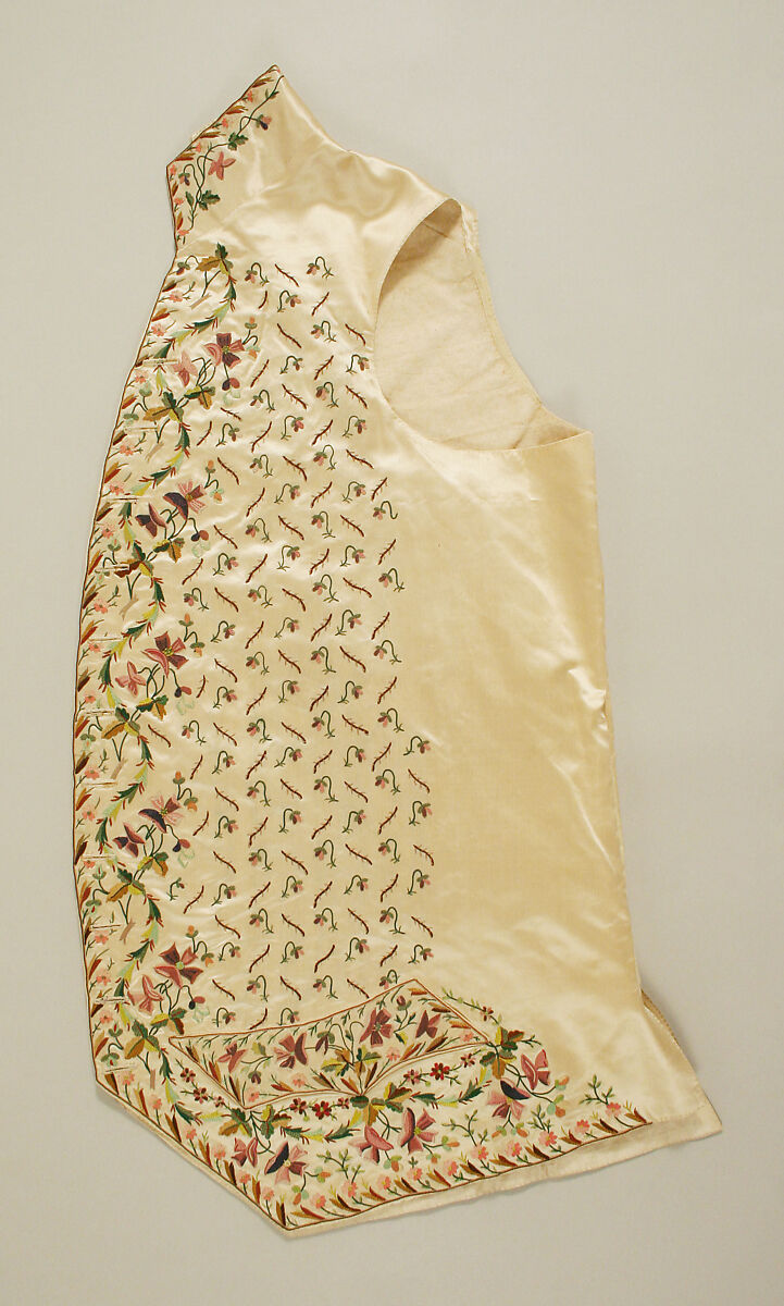 Waistcoat, silk, wool, British