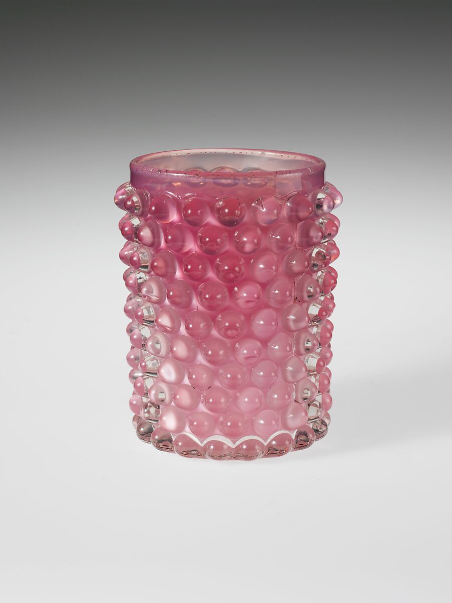 Tumbler, Probably Hobbs, Brockunier and Company (1863–1891), Pressed colorless and opaque cranberry glass, American 