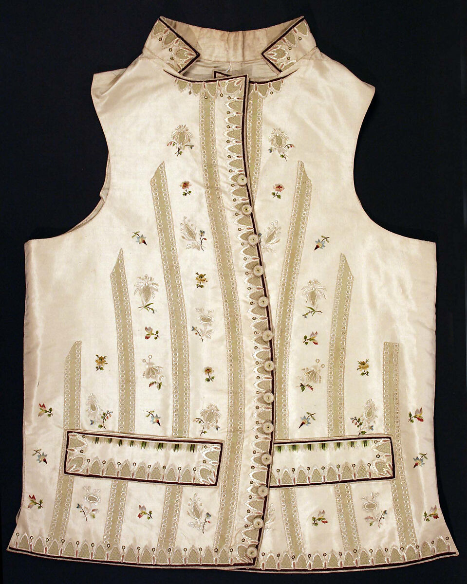 Waistcoat, silk, linen, European 