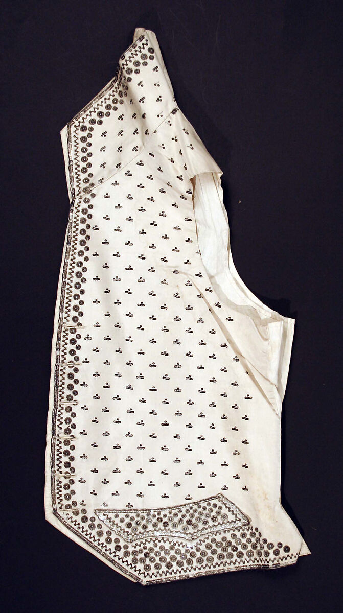 Waistcoat, silk, metal, glass, French