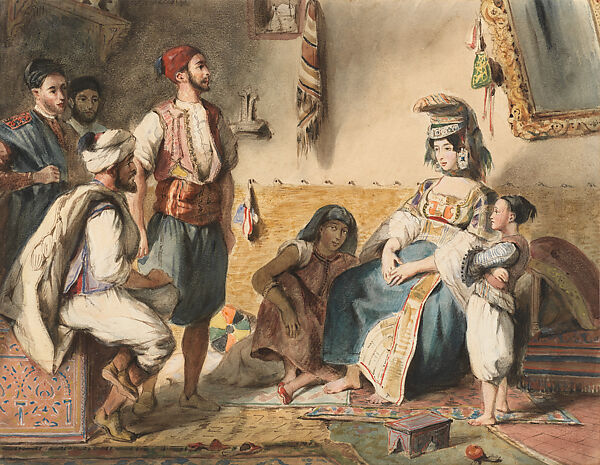 Visit to a Jewish Bride in Tangier, Eugène Delacroix  French, Watercolor on paper