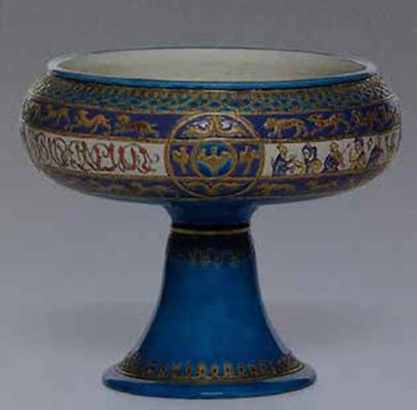 Footed Bowl with Eagle Emblem, Eugène Collinot  French, Faïence