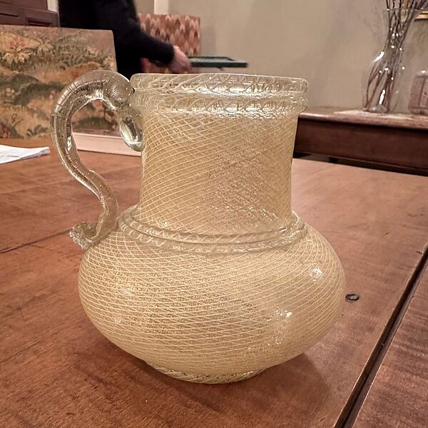 Ewer, Glass, reticello technique