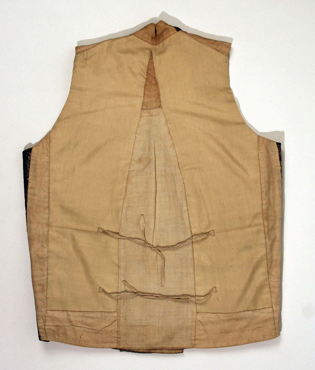 Waistcoat, silk, wool, cotton, British