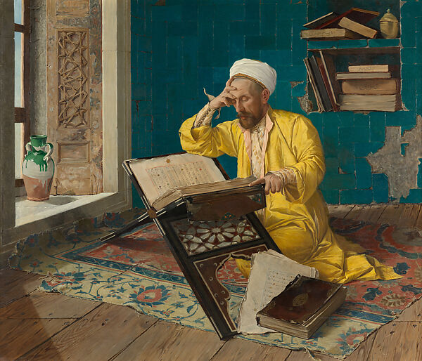 Man Meditating Over the Qur’an, Osman Hamdi Bey  Turkish, Oil on canvas