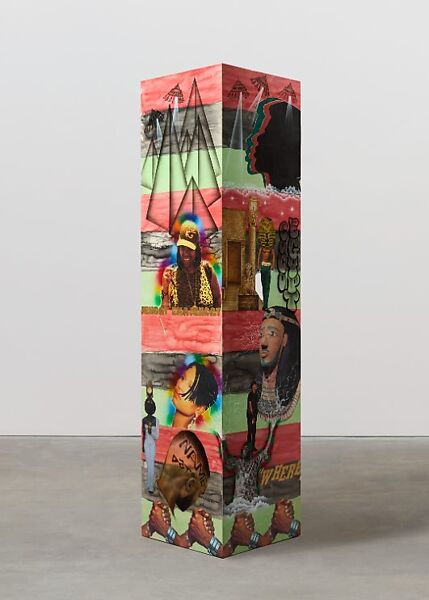 Untitled, Lauren Halsey  American, Watercolor ink, acrylic, auto paint, collage, and gypsum on wood and steel
