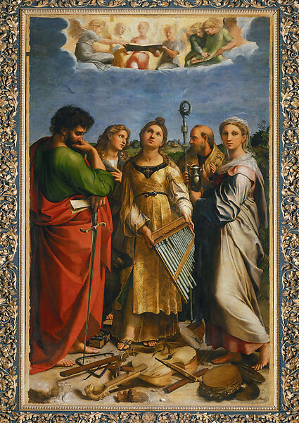 The Ecstasy of Saint Cecilia with Saints Paul, John the Evangelist, Augustine, and Mary Magdalene, Raphael (Raffaello Sanzio or Santi)  Italian, Oil on canvas, transferred from wood