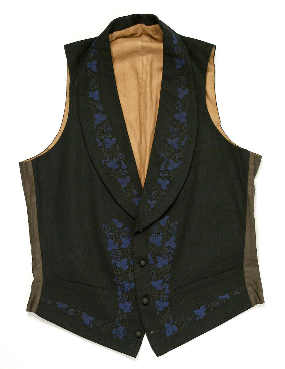 Waistcoat, wool, silk, British 