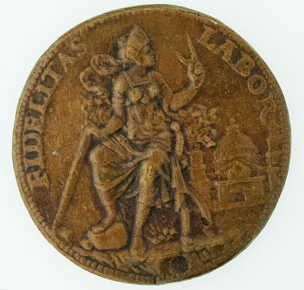 Portrait Medal of Bramante in Bust Length (obverse); Allegory of Architecture (Seated Woman with a Compass and T-Square) with Bramante's Design for Saint Peter's in the Background (reverse), Caradosso (Cristoforo Caradosso Foppa) (before 1475–1526/7), Cast bronze