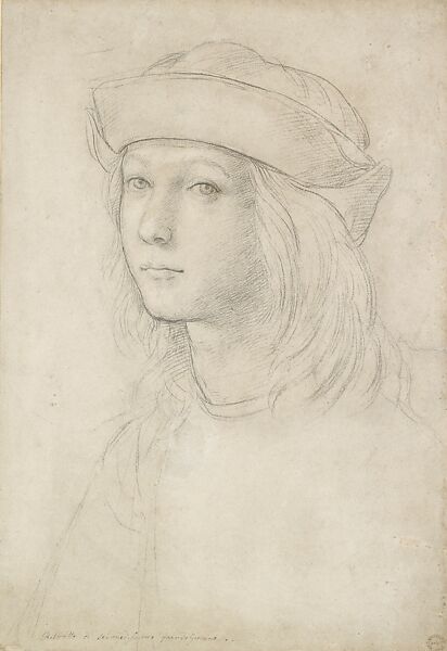 Portrait of a Young Boy (Presumed to be a Self-Portrait), Raphael (Raffaello Sanzio or Santi)  Italian, Grayish black chalk, highlighted with white (now lost), on laid paper