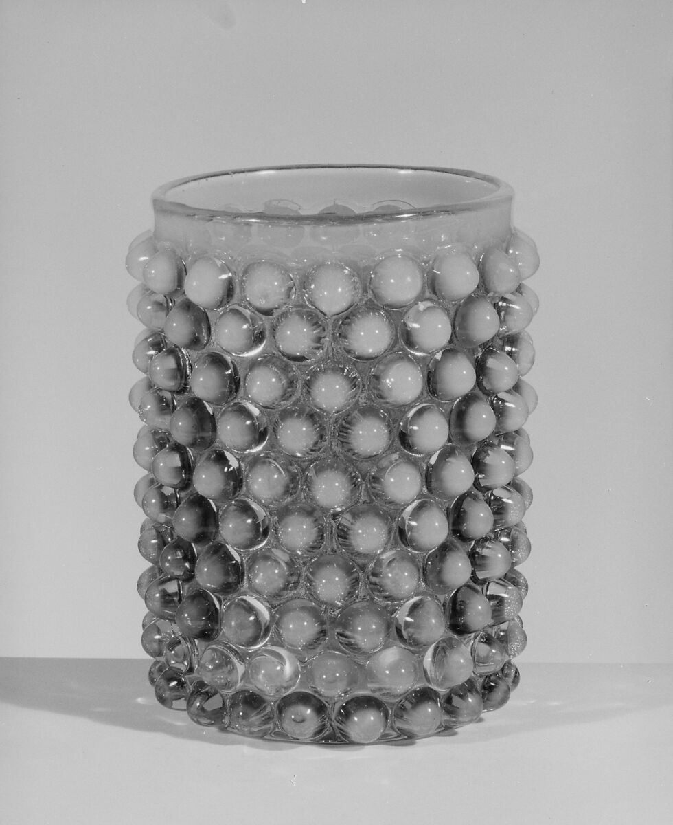 Tumbler, Probably Hobbs, Brockunier and Company (1863–1891), Pressed cranberry, opalescent and opaque white glass, American 