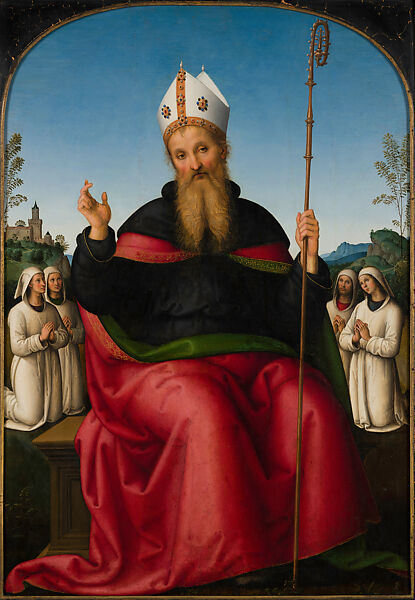Saint Augustine with Members of an Augustinian Confraternity, Perugino (Pietro di Cristoforo Vannucci)  Italian, Oil on wood