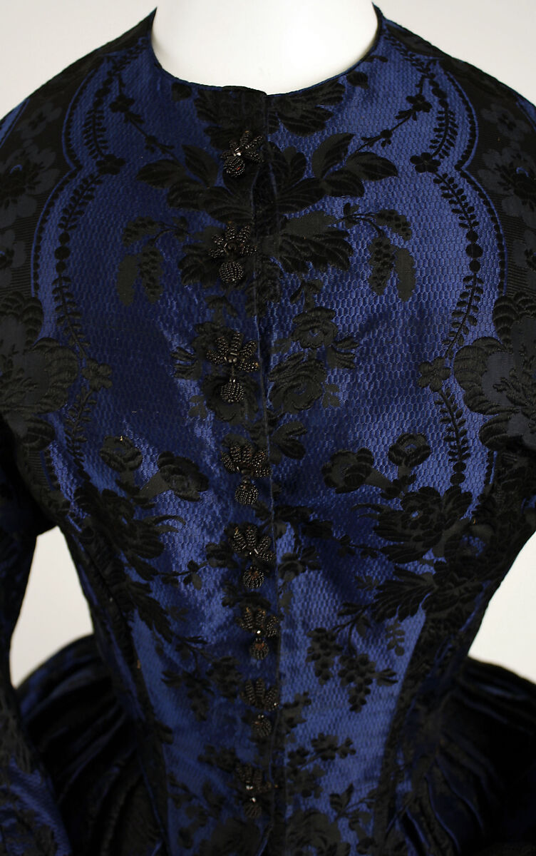 Evening dress, silk, cotton, lignette, French