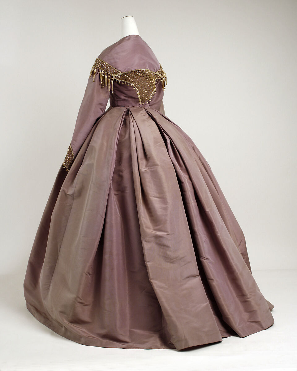 Ensemble, silk, metal, pearls, cotton, American