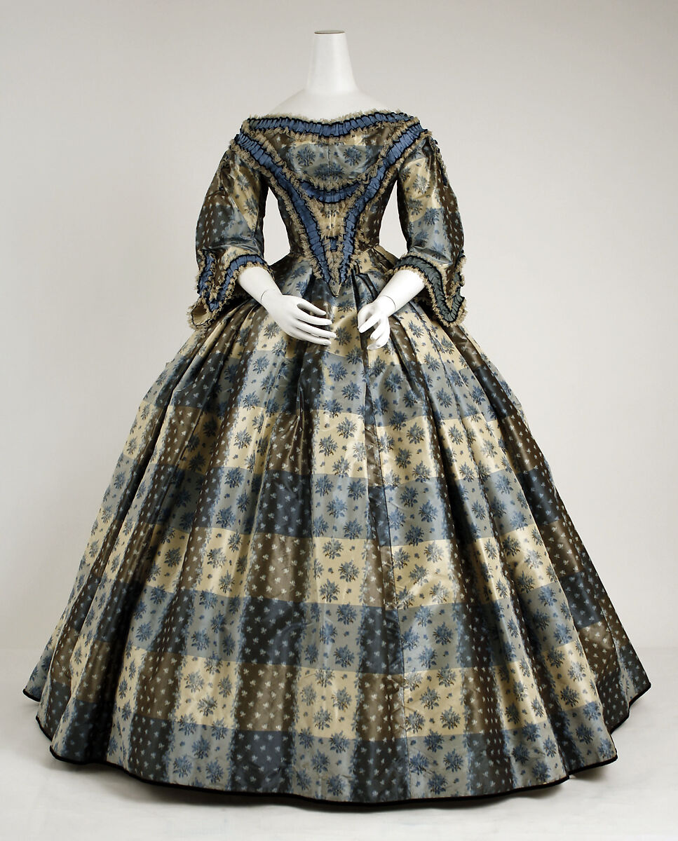 Dinner dress, Madame Elise, silk, cotton, British 