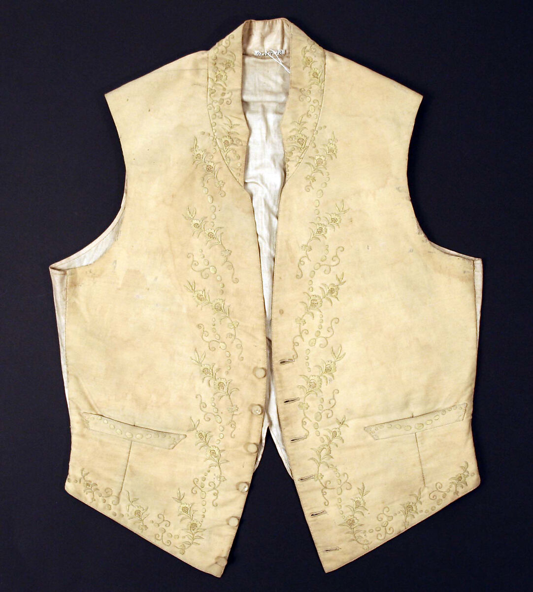 Waistcoat, silk, cotton, American or European 