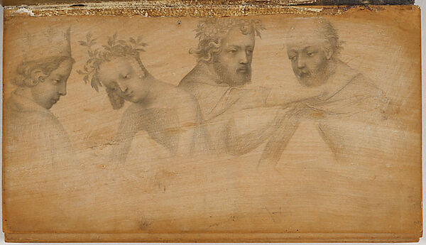 Boxwood sketchbook, Circle of Jacquemart de Hesdin  French, Metalpoint drawings on boxwood panels, French