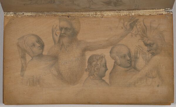 Boxwood sketchbook, Circle of Jacquemart de Hesdin  French, Metalpoint drawings on boxwood panels, French