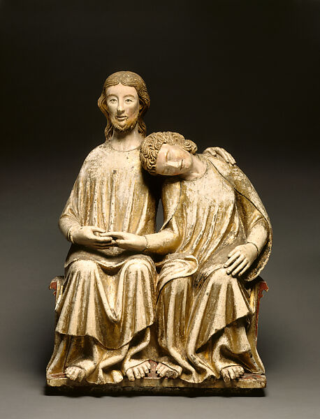 Christ and Saint John the Evangelist, Polychromed and gilded oak, German