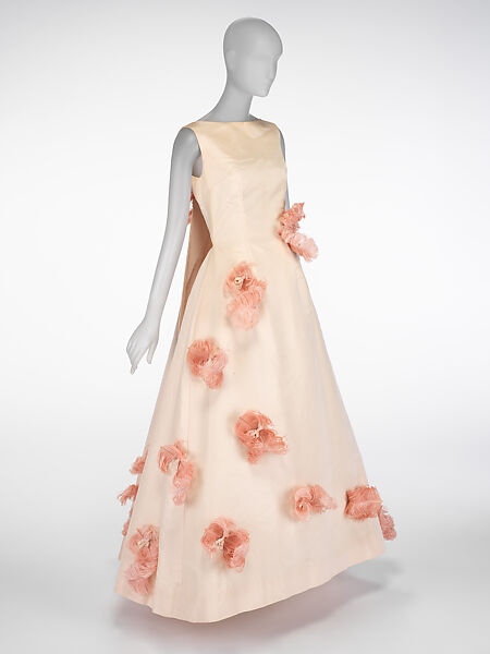 Evening dress, Ann Lowe (American, Clayton, Alabama ca. 1898–1981 Queens, New York), silk, ostrich feathers, American