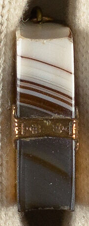 Agate book charm, probably a watch fob