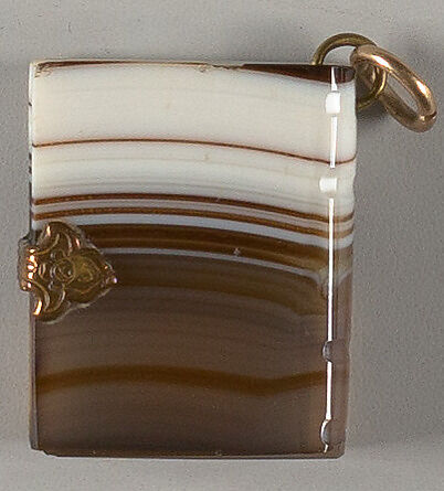 Agate book charm, probably a watch fob