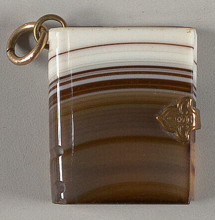 Agate book charm, probably a watch fob