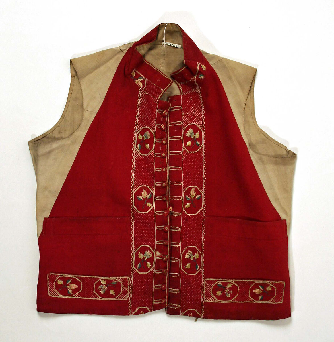 Vest, silk, linen, French 