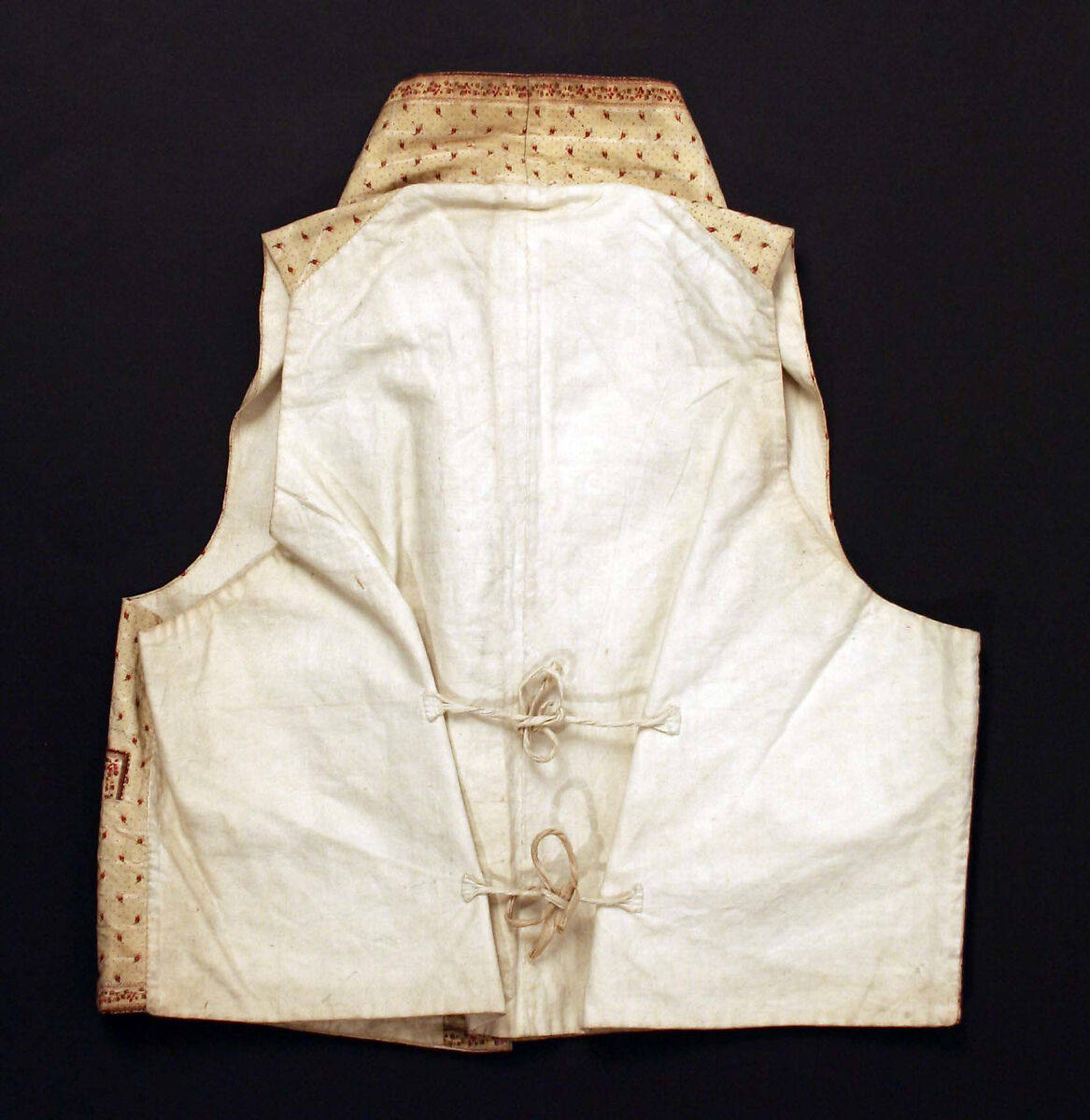 Vest, silk, wool, linen, probably British