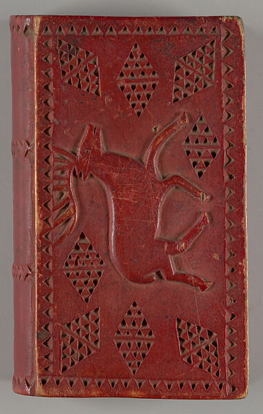 Spruce gum box with elk motif in book form 