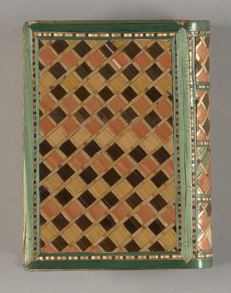 Straw-work sewing box in book form