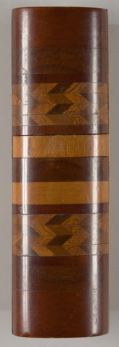 Box in book form, inlaid and carved specimen wood box with hidden locking device in spine, Vincenzo Chiappinelli