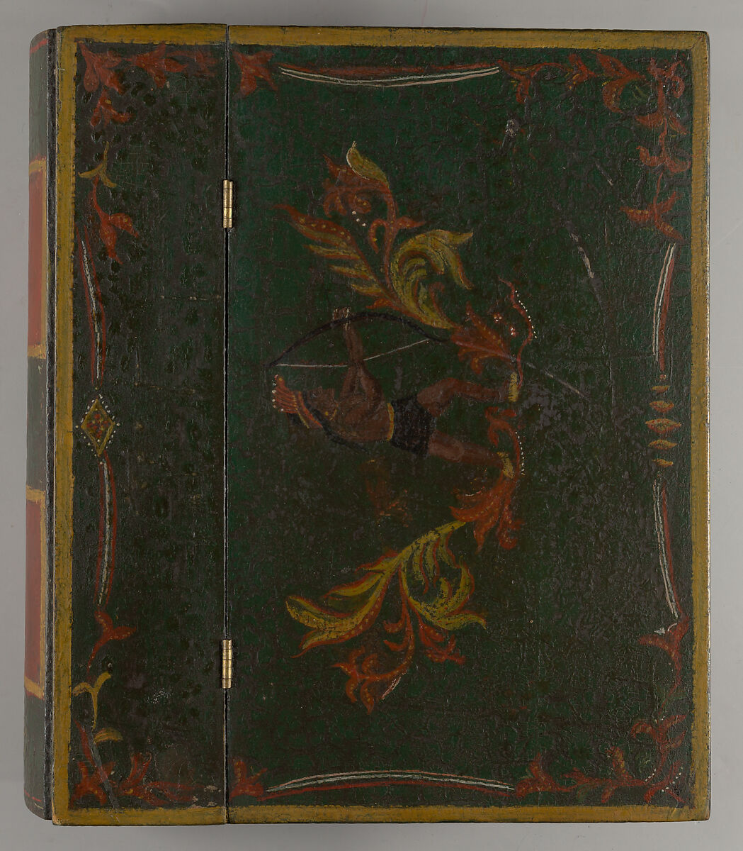 Painted table box in the form of a book, native American motif 