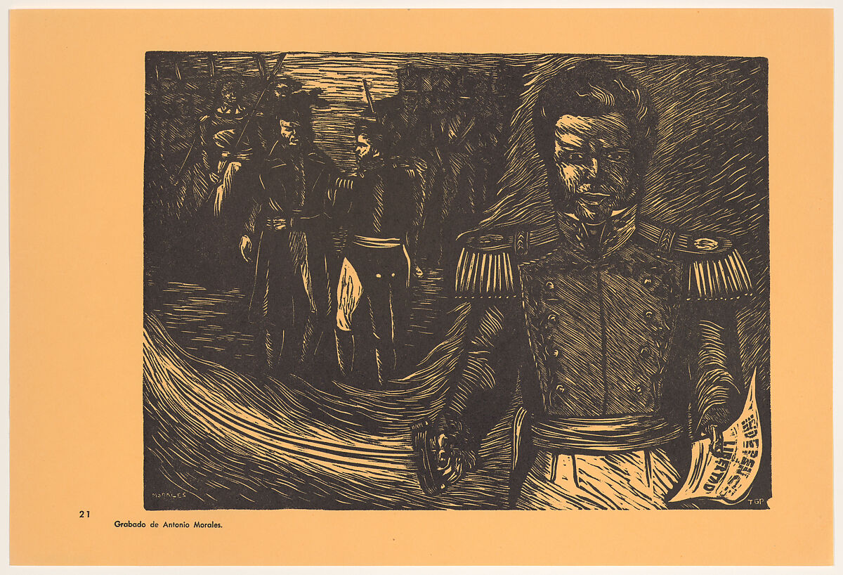 The first president (El primer presidente), Plate 21 from "450 Años de Lucha: Homenaje al Pueblo Mexicano" (450 Years of Struggle: Homage to the Mexican People), Antonio Morales, Offset lithograph 