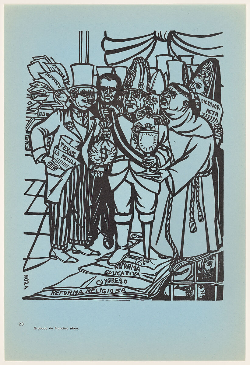 El Santanismo, Plate 23 from "450 Años de Lucha: Homenaje al Pueblo Mexicano" (450 Years of Struggle: Homage to the Mexican People), Francisco Mora (Mexican, Uruapán, Michoacán 1922–2002), Offset lithograph 