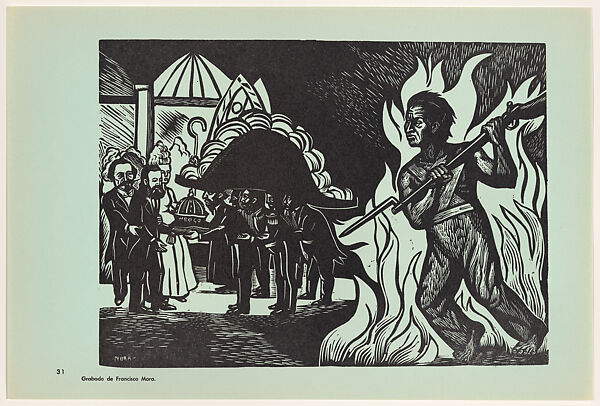 The conservatives and the second empire (Los conservadores y el segundo imperio), Plate 31 from "450 Años de Lucha: Homenaje al Pueblo Mexicano" (450 Years of Struggle: Homage to the Mexican People), Francisco Mora (Mexican, Uruapán, Michoacán 1922–2002), Offset lithograph 