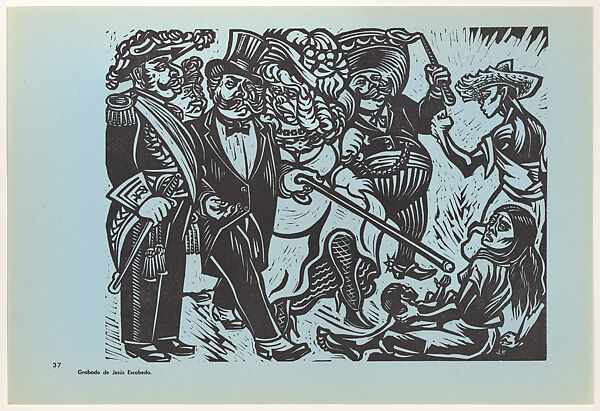 Porfirian society (Sociedad Porfiriana), Plate 37 from "450 Años de Lucha: Homenaje al Pueblo Mexicano" (450 Years of Struggle: Homage to the Mexican People), Jesús Escobedo (Mexican, Santa Clara del Cobre, Michoacán 1918–1978), Offset lithograph 