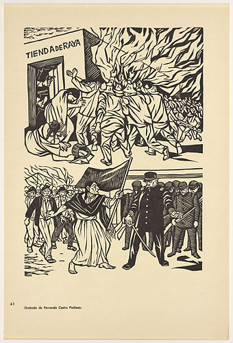 The strike of Rio Blanco: textile workers take up the fight, 7 January 1907 (La huelga de Rio Blanco: los obreros textiles se lanzan a la lucha. 7 de enero de 1907), Plate 41 from 