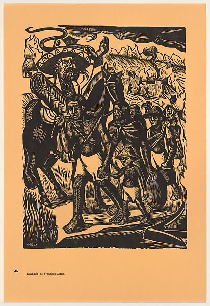 The indigenous of Mexico are dispossed of their lands (Los indigenas de mexico son despojados de sus tierras), Plate 46 from "450 Años de Lucha: Homenaje al Pueblo Mexicano" (450 Years of Struggle: Homage to the Mexican People), Francisco Mora (Mexican, Uruapán, Michoacán 1922–2002), Offset lithograph 