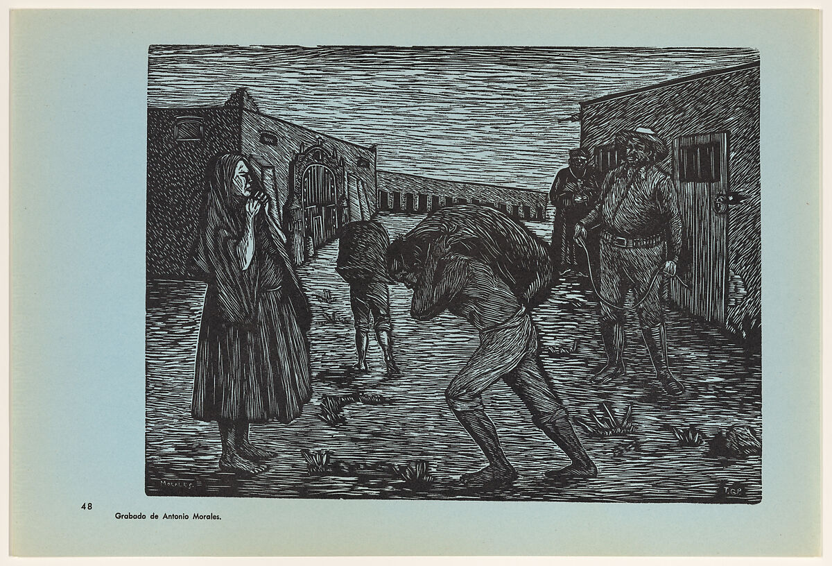 Labourers with no rights (El peon acasillado), Plate 48 from "450 Años de Lucha: Homenaje al Pueblo Mexicano" (450 Years of Struggle: Homage to the Mexican People), Antonio Morales, Offset lithograph 