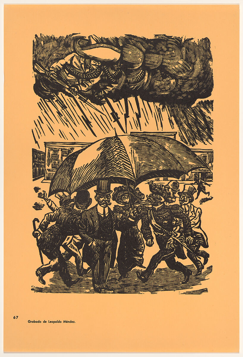 León de la Barra 'the white president' (León de la Barra, 'el presidente blanco', 1911), Plate 67 from "450 Años de Lucha: Homenaje al Pueblo Mexicano" (450 Years of Struggle: Homage to the Mexican People), Leopoldo Méndez (Mexican, 1902–1969), Offset lithograph 